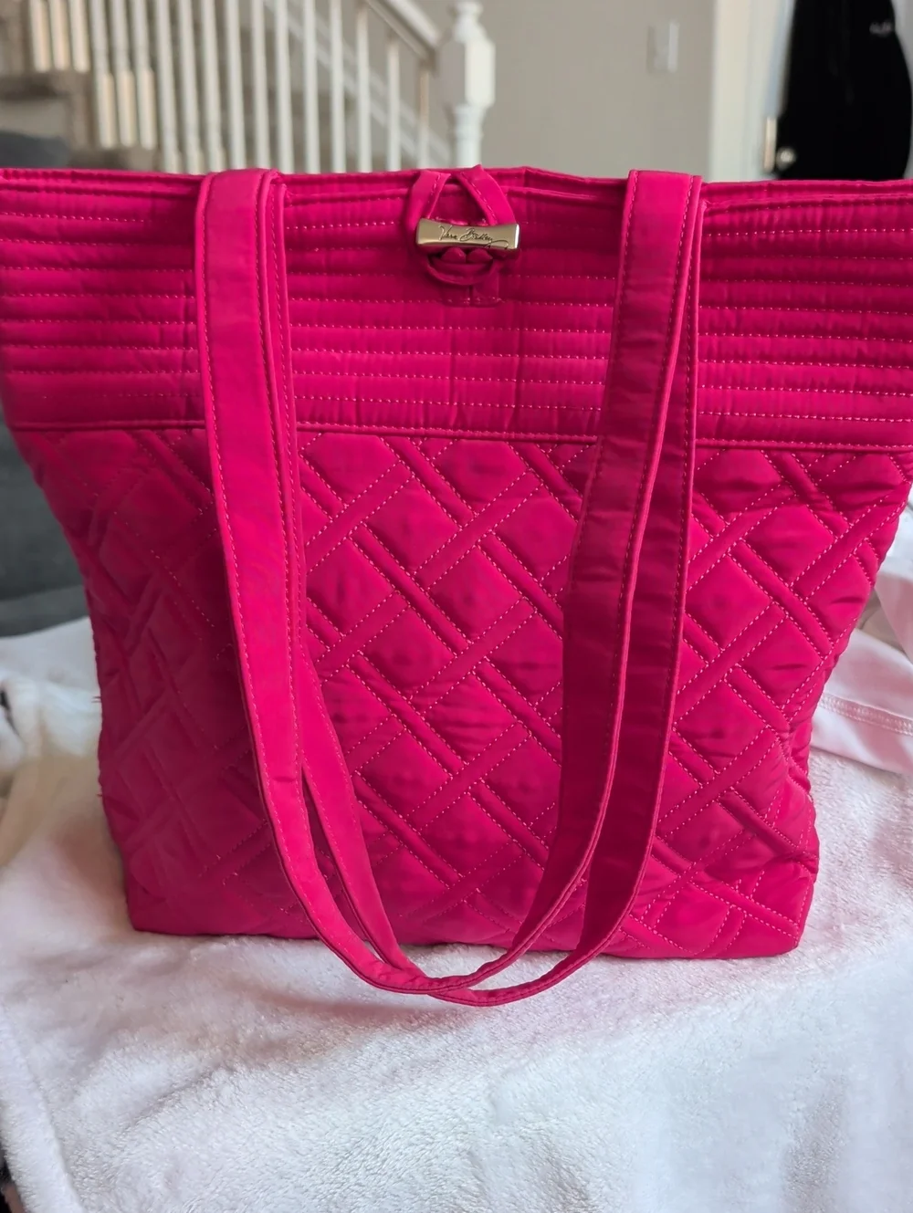 Vera Bradley Vibrant Pink Quilted Shoulder Tote
